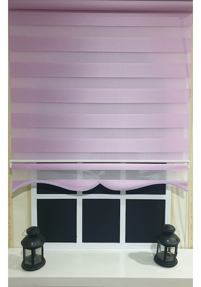 Zebra Stor Perde Organze Lila Etek Dilimli Stb903
