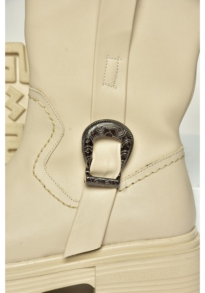 Fox Shoes T267096409 Bej Kalın Tabanlı Kadın Bot Bej-suni Deri Bej