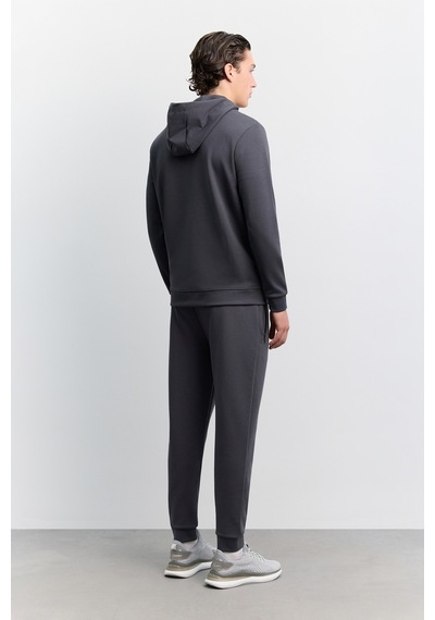 Avva Erkek Antrasit Kapüşonlu Kolay Ütülenebilir İnterlok Regular Fit Sweatshirt B001034