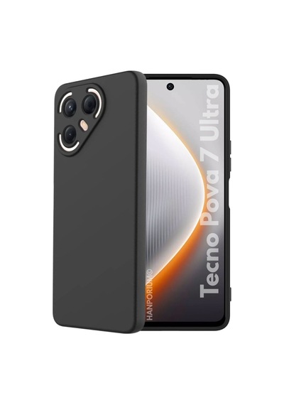Tecno Pova 7 Ultra Uyumlu Silikon Kılıf - Pastel Renk Tonu Kamera Korumalı Esnek Kapak - Siyah