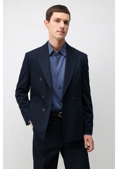 Antioch Kruvaze Relaxed Fit Erkek Blazer Ceket Lacivert