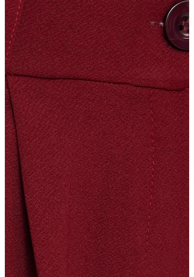 Tudors Kadın Regular Fit Klasik Kesim Yüksel Bel Geniş Paça Bordo Pantolon-39582 Bordo
