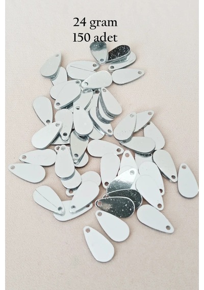 Oya Abiye Bileklik Kolye Pleksi Metalik Plastik Pul Gümüş Renk 24 Gram 150 Adet - Bnc591