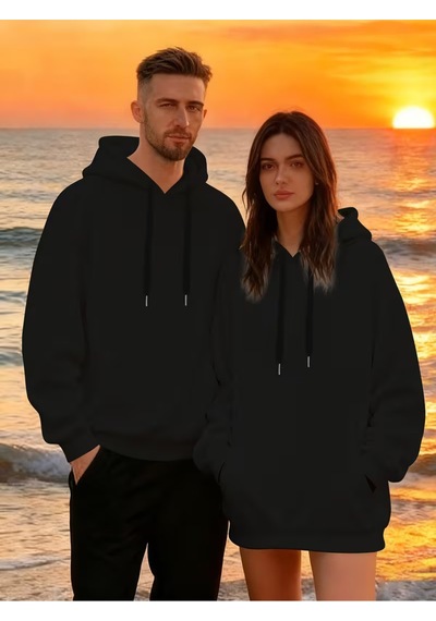 Nevermind Player 1 Player 2 Sevgili Kombini Hoodie Unisex Oversize Kapüşo Siyah