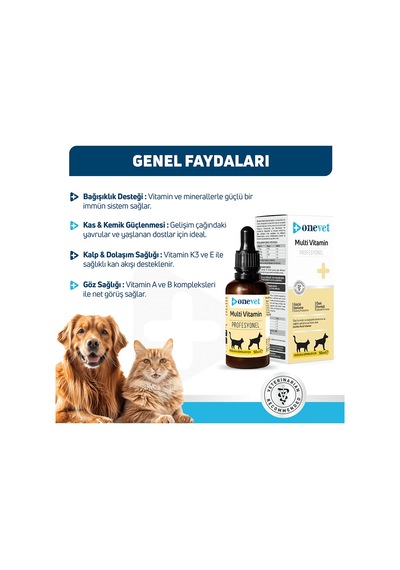 Onevet Multi Vitamin Damla 50 Ml Kedi ve Köpekler İçin Günlük Vitamin Desteği