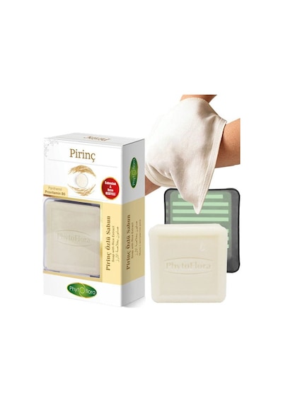 Phytoflora Pirinç Özlü Sabun 125 G + Sabunluk + Kese