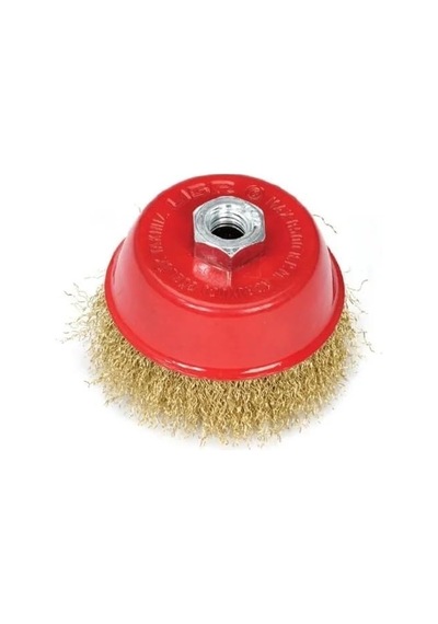 Saçaklı Çanak Tel Fırça, Pirinç Kaplı Çelik, 75 Mm, Taşlama Makinesi İçin
