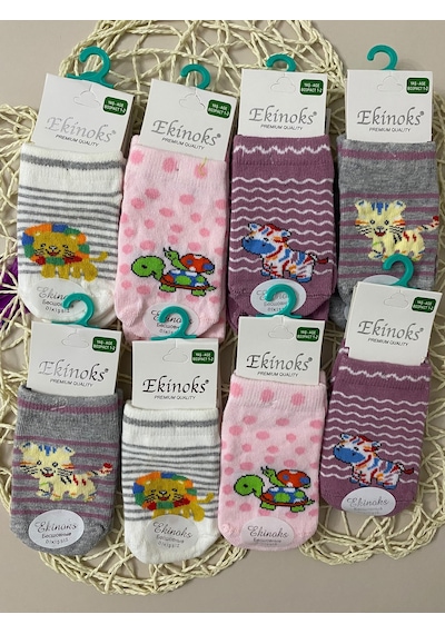 Ekinoks Socks Ekinoks Raduna Asorti Dikişsiz Kız Çocuk Patik Çorap 12li Set 2836 Renkli