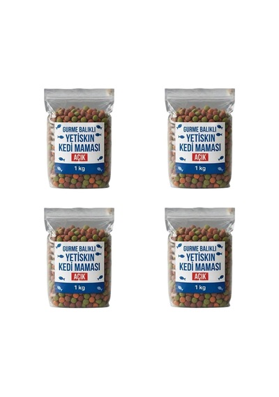 Gurme Balıklı Açık Kedi Maması Sokak Hayvanları İçin Ekonomik Ve Besleyici Çözüm - 4x1-4 Kg
