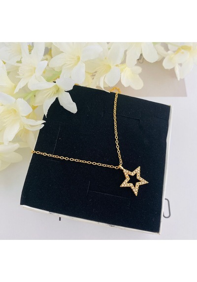 Yıldız Kolye Kadın Zirkon Taşlı Kolye Gold 45cm Gold