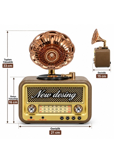 Dosound Ds-2527b Retro Radyo Bluetooth Usb Sd Kart Aux Fm Am Sw Taşınabilir Müzik Çalar