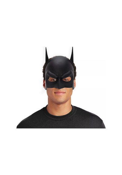 Siyah Renk Çocuk Boy Arkadan Lastikli Batman Maskesi A Kalite 20x14 Cm Çok Renkli