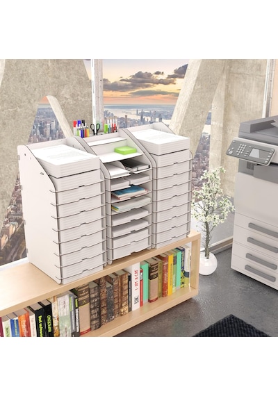 Mingitav Tower Ofis Masaüstü Organizer 10 Kat Letter A4 Evrak Rafı Beyaz