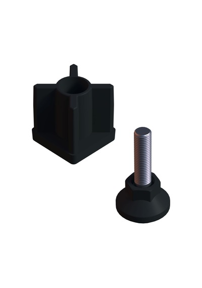 Cateksss 40x40 Mm Plastik Rotil Ayak M12 - Profil Ayağı Tezgah Ayarlı Ayak Siyah