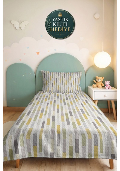 Geometrik Çizgili Sarı Genç Odası Tek Kişilik Pike Takımı-gri Modern 160x220cm Kapitone Yatak Örtüsü Mat Kül Baharı