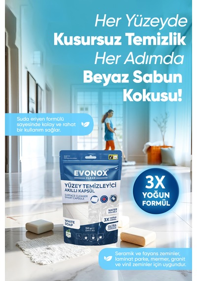Clean Yüzey Temizleyici Akıllı Kapsül Beyaz Sabun Kokulu Tekli