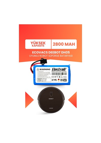 Ecovacs Deebot Dh35 Uyumlu Batarya Yüksek Kapasite 2800mah Pil Robot Süpürge Bataryası