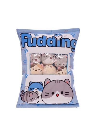Tineke 8 Li Peluş Kedi Yastığı Seti Minik Yumuşak Kedi Oyuncağı Ve Uyku Arkadaşı Mavi Karışık