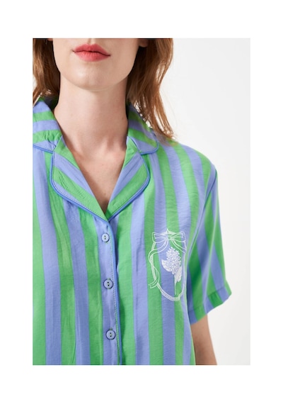 Angbutik Pjs 29043 Kadın Düğmeli Pijama Takımı Yeşil