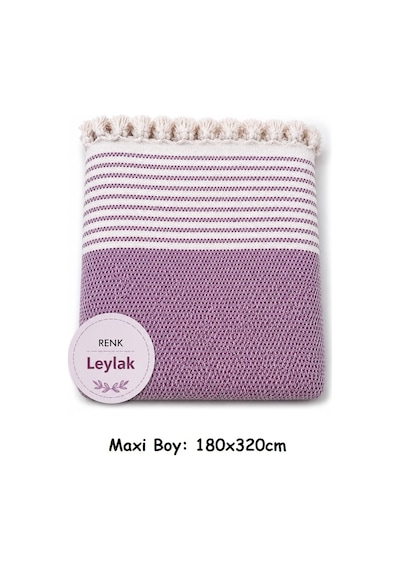 Pamuklu Kaymaz Hasır Dokuma Maxi Boy Kolları Örten Koltuk Örtüsü 180x310 - Leylak