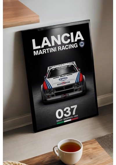 Lancia Rally 037 Siyah Ahşap Çerçeveli Poster, Dekoratif Araba Duvar Tablosu