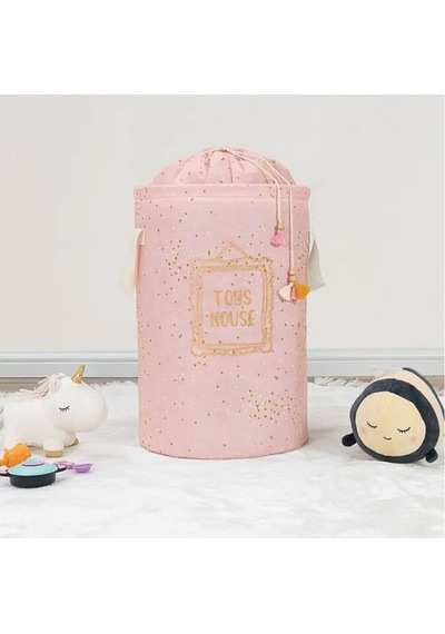 2 Adet Baby Yuvarlak Torbalı Sepet/oyuncak Sepeti/kirli Çamaşır Pembe