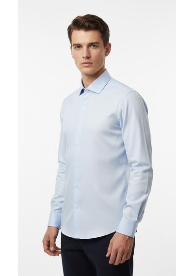 Erkek Beyaz/mavi Slim Fit Gömlek Plus Scorpion, Ofis & Günlük Şık Kombin, Ütü Gerektirmeyen Mavi