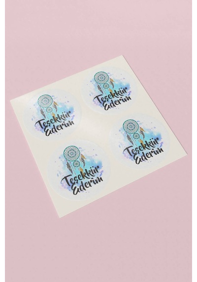 Düş Kapanı Teşekkür Sticker 3x3cm St2372 Çok Renkli