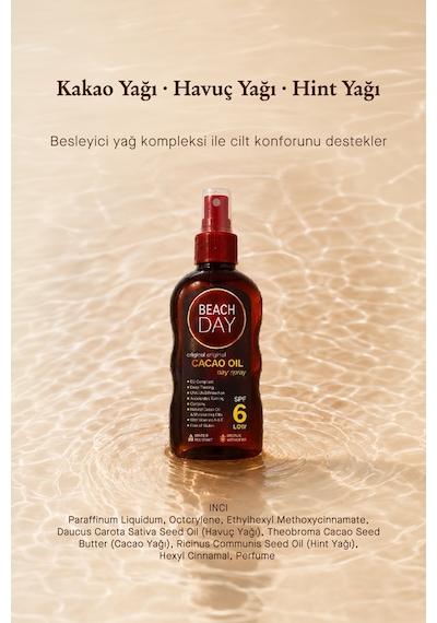 Beach Day Kakao Yağı Özlü SPF 6 Bronzlaştırıcı Sprey 150 ML