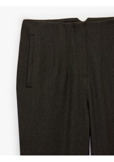Koton Slim Fit Düz Kısa Paça Viskon Karışımlı Cigarette Pantolon Kahverengi 7wak40037uw Kahve