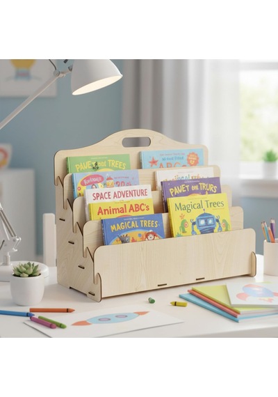 Carry Montessori 4 Raflı Ahşap Mini Kitaplık -çocuk Odası Kitaplık - Çocuk Kitaplığı - Bebek & Çocuk Odası İçin Mini Kitaplık- Çocukların Kolay Erişebileceği Kitaplık - Akçaağaç Diğer