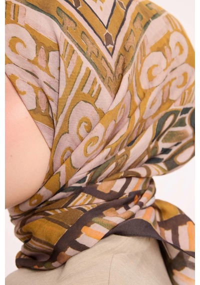 Silk Home Dört Mevsim Antik Motif Viskon Velora Eşarp 6419 Krem