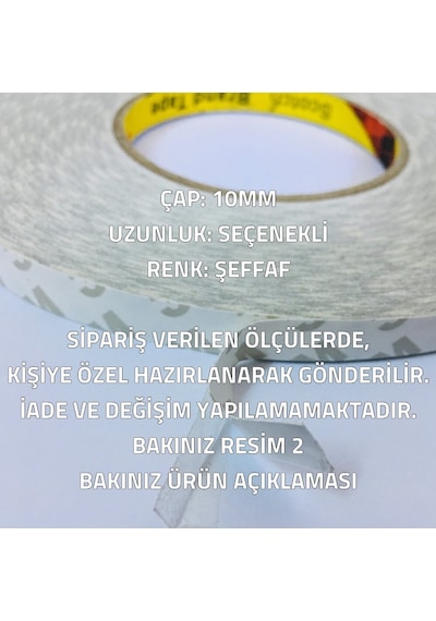 10 MM 1mt Çift Taraflı Bant Ekran Cam Kasakapak Tamir Bantı-şeffaf 1 Metre-Tamir Seti Hariç