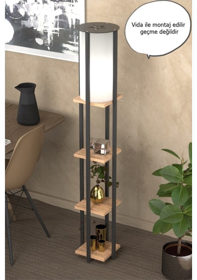 Yıldızlı Raflı Kitaplıklı Atlantik Çam Lambader 4001a Metal