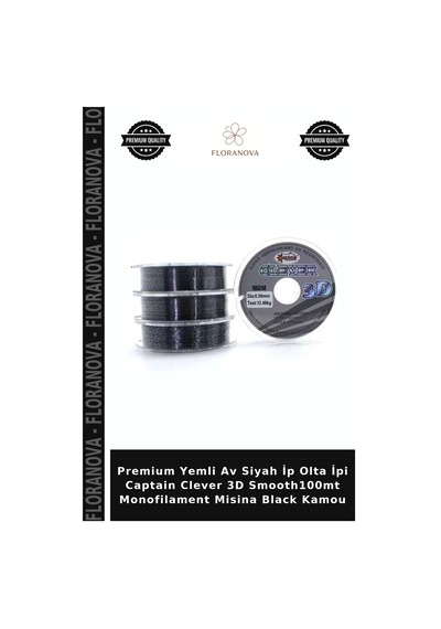 Premium Yemli Av Siyah İp Olta İpi Captain Clever 3d Smooth100mt Monofilament Misina Black Kamou 0.30 mm