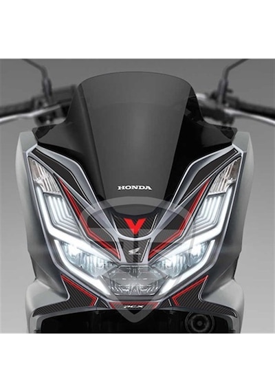 Pcx 125 2021 Karbon Desen Kırmızı Far Üstü Pad Sticker