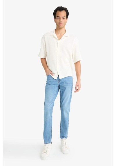 Defacto Boxy Fit Polo Yaka Penye Kısa Kollu Gömlek G3359ax25auer105 Ekru