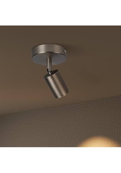 Rsylight Metal Mafsallı İnox Kaplama Spot Armatür Aplik Beyaz Led Ampullü Gümüş