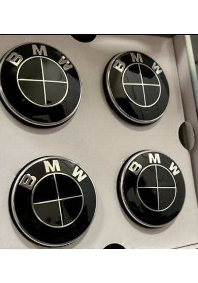 Bmw F10 68mm Komple Siyah Jant Göbeği Logo Seti 4 Adet