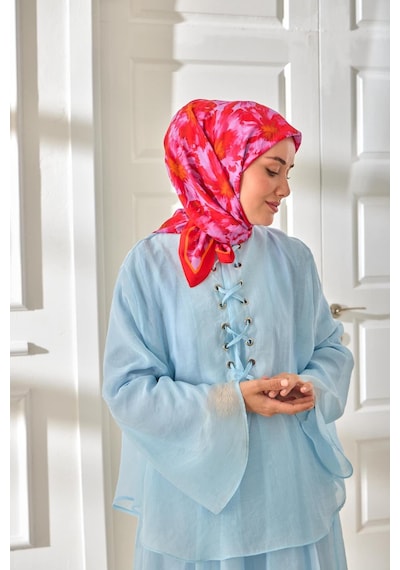 Silk Home Velora Eşarp 161001-35 Mercan, Turuncu, Lila, Kiremit