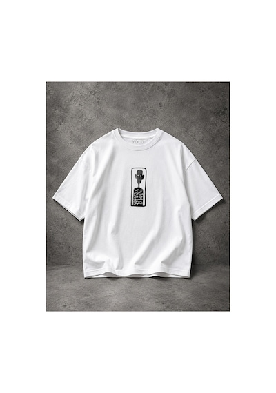 Yolo Street Etnik Arap Yazı Desenli Soyut Yüz Baskılı Oversize %100 Pamuk Unisex Tişört Beyaz Yolo Street Etnik Arap Yazı Desenli Soyut Yüz Baskılı Oversize %100 Pamuk Unisex Tişört Beyaz
