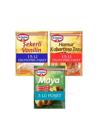Dr.oetker İnstant Kuru Maya 3 Lü Poşet Vanilin 15 Li Paket Hamur Kabartma Toz 15 Li Paket - 652589156