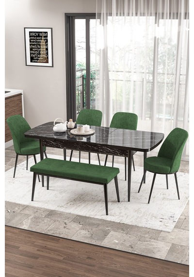 Canisa Concept Zen Serisi 80x132 Mdf Açılabilir Siyah Mermer Desen Masa Takımı 4 Haki Yeşil Sandalye Ve 1 Bench Masa Siyah Mermer Sandalye Ve Bench Haki Canisa Concept Zen Serisi 80x132 Mdf Açılabilir Siyah Mermer Desen Masa Takımı 4 Haki Yeşil Sandalye Ve 1 Bench Masa Siyah Mermer Sandalye Ve Bench Haki