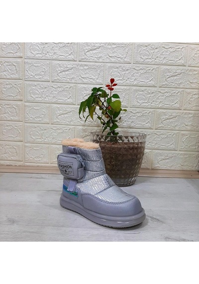 Twingo 9080 Gümüş Renk İçi Kürklü Fermuarlı 15cm Kız Çocuk Bot Gümüş