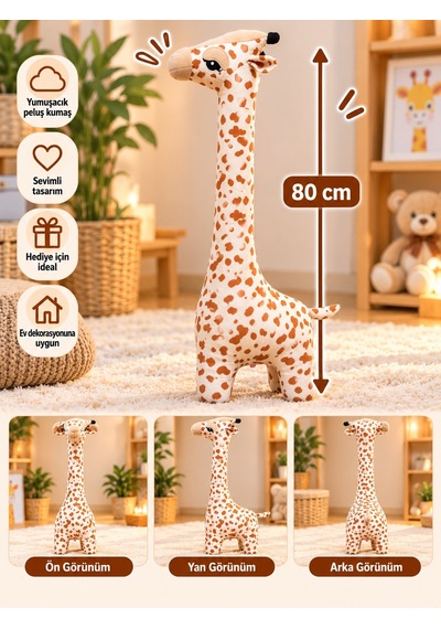 80 Cm Peluş Zürafa 02 - Çok Renkli