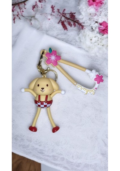 3d Büyük Boy Sevimli Köpek Figürlü Anahtarlık Sakura Temalı Ve Çanta Aksesuar