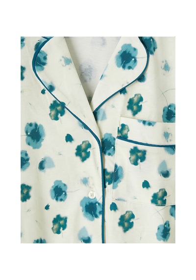Lcw Dream Ekru Gömlek Yaka Çiçekli Kadın Pijama Takımı