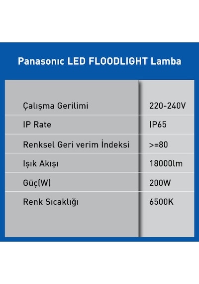 Ayrex Floodlıght 200w 18000lm 6500k Kelvin-beyaz Işık Genel