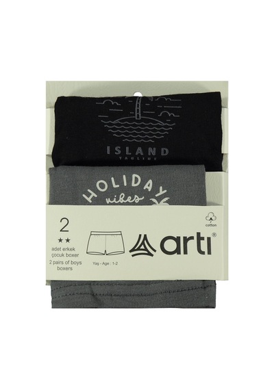Artı Çorap-Kare Tekstil Artı Çorap Island Erkek 2'li Boxer Set - Standart