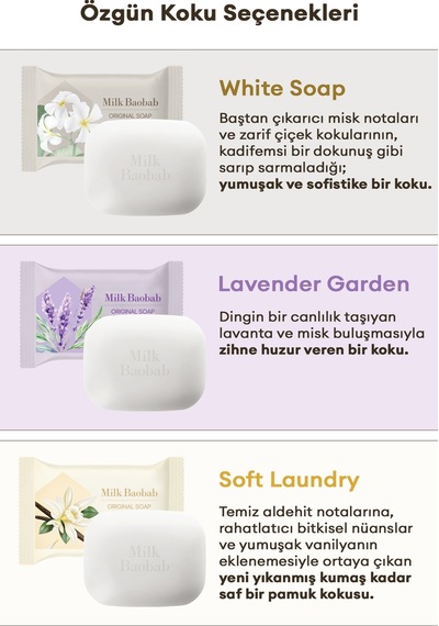 Bitkisel İçerikli Yoğun Nem, Arındırıcı Katı Duş Sabunu Mılk Baobab Original Soap Soft Laundry Vanilya